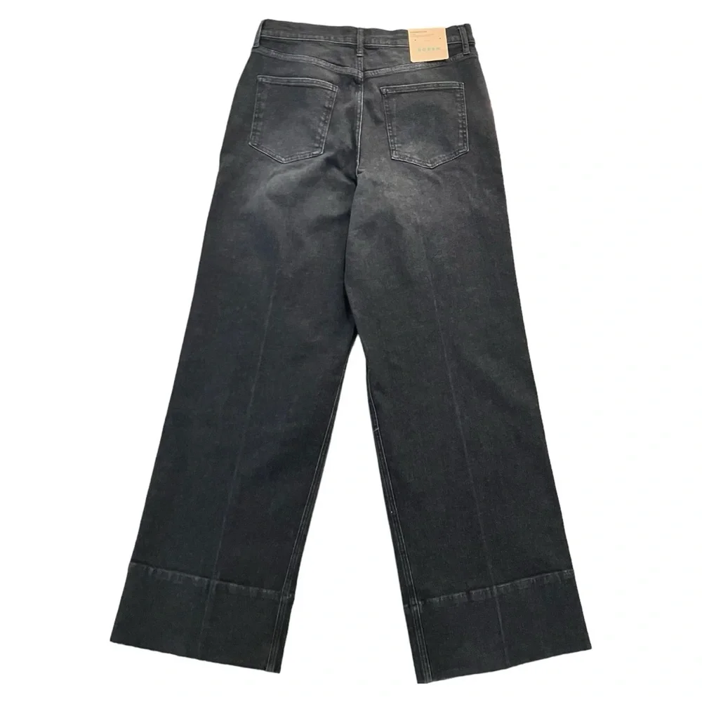 Boden Womens Size 30 High Waisted Full Length Black Straight Leg Jeans Cuffed - Picture 2 of 13